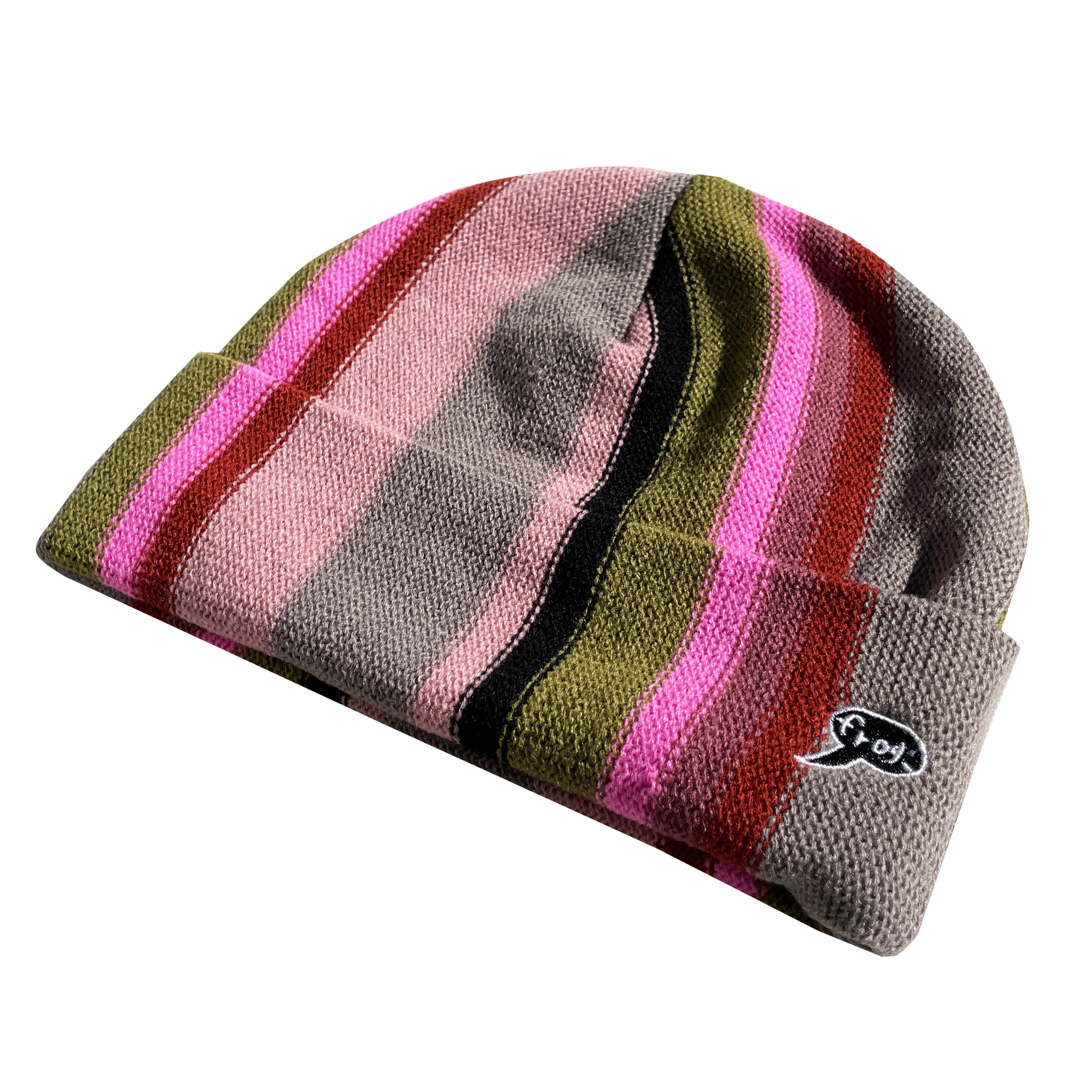 FROG SKATEBOARDS - Vertical Stripe Beanie "Grey/Pink"
