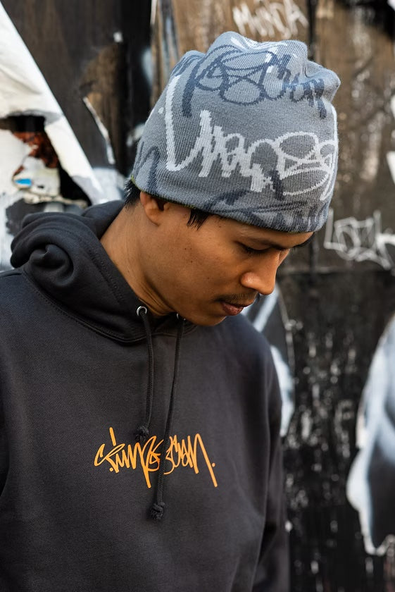 TIME SCAN - SCRIPT REVERSIBLE BEANIE "Grey & Green"