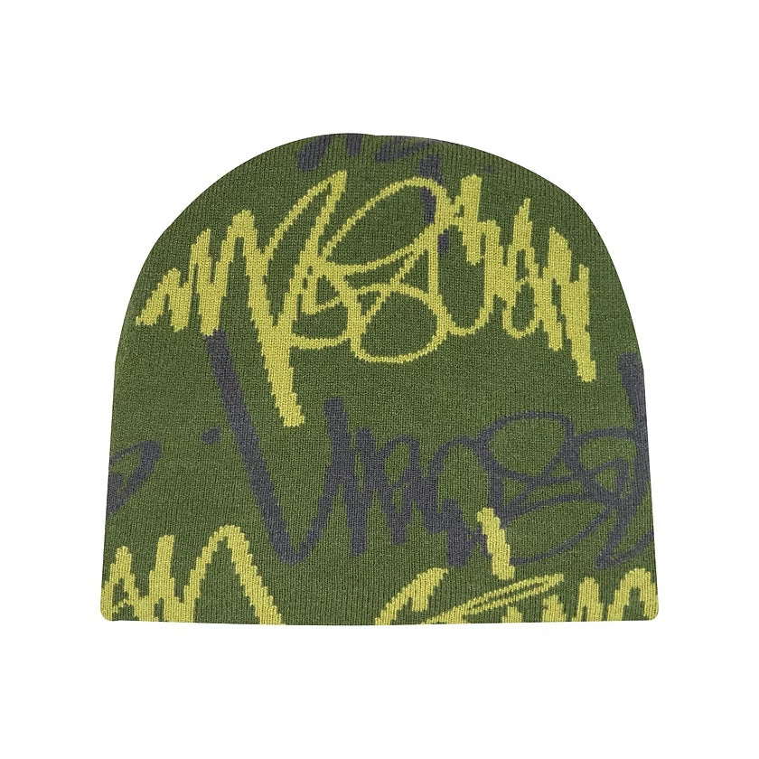TIME SCAN - SCRIPT REVERSIBLE BEANIE "Grey & Green"