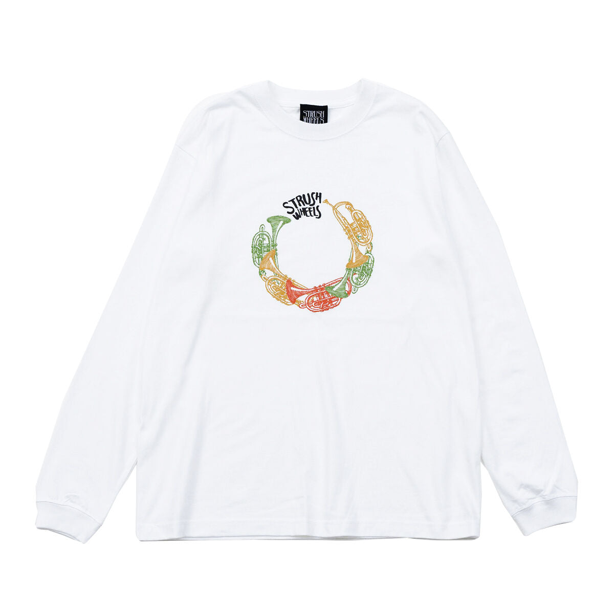 STRUSH WHEEL - "TRUMPET" LONG SLEEVE TEE SHIRTS "WHITE"