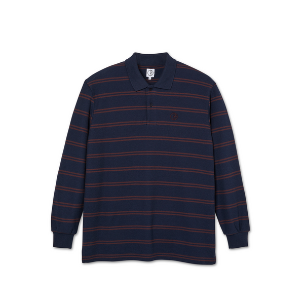 POLAR - Stripe Polo Longsleeve Shirt "Navy/Plum"