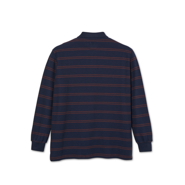 POLAR - Stripe Polo Longsleeve Shirt "Navy/Plum"