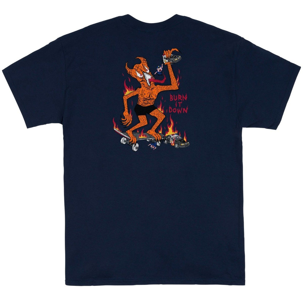 THRASHER - BURN IT DOWN TEE "NAVY"