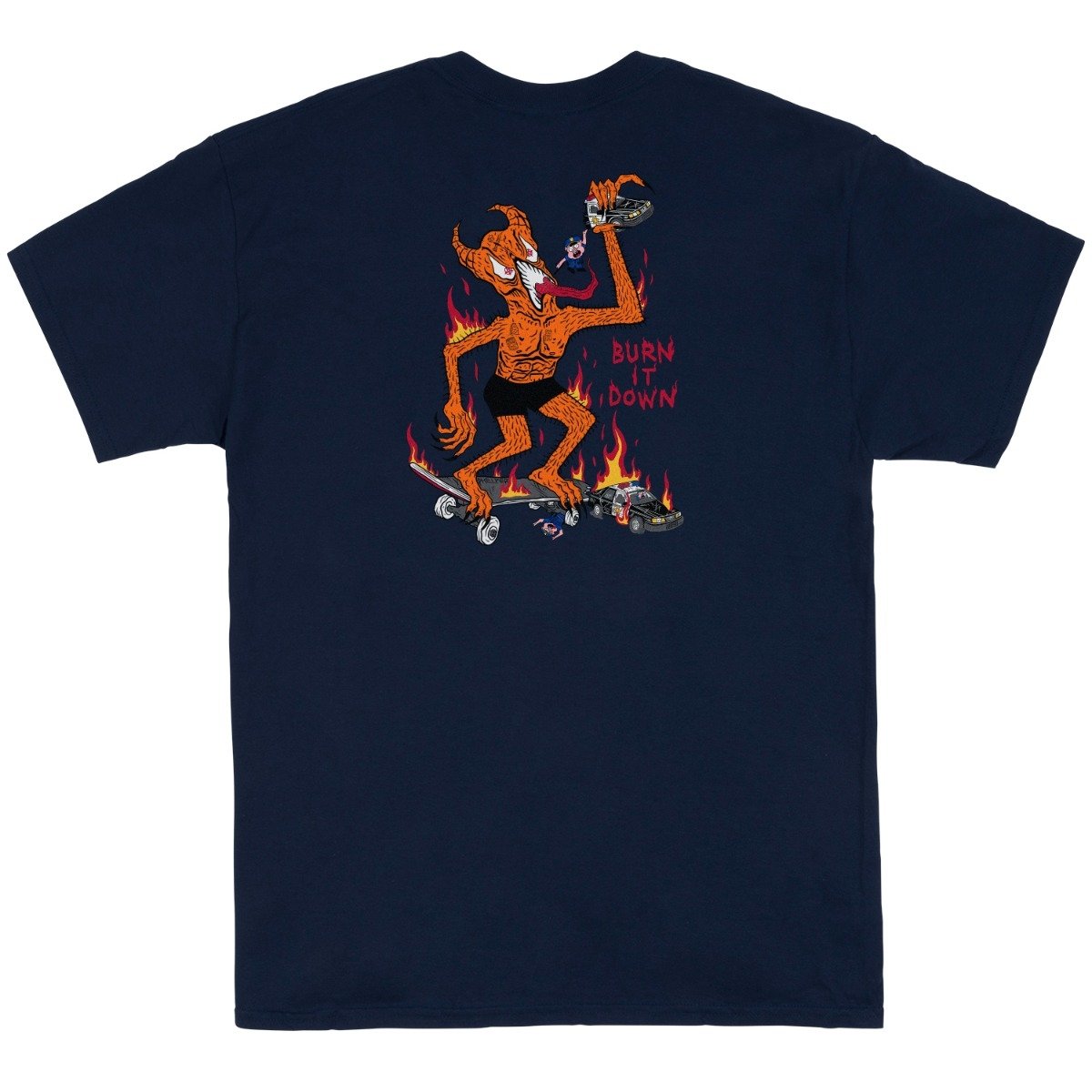 THRASHER - BURN IT DOWN TEE "NAVY"