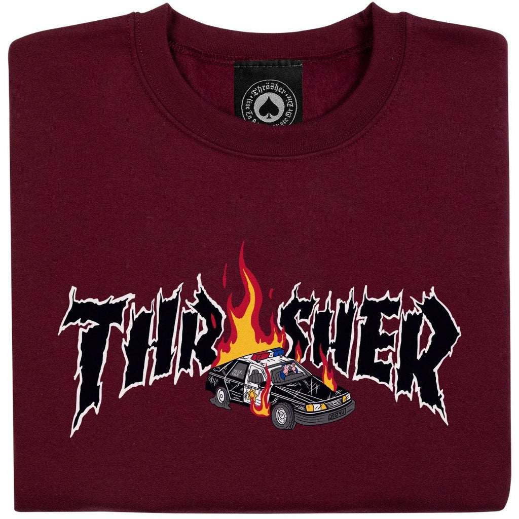 THRASHER - COP CAR CREWNECK "MAROON"
